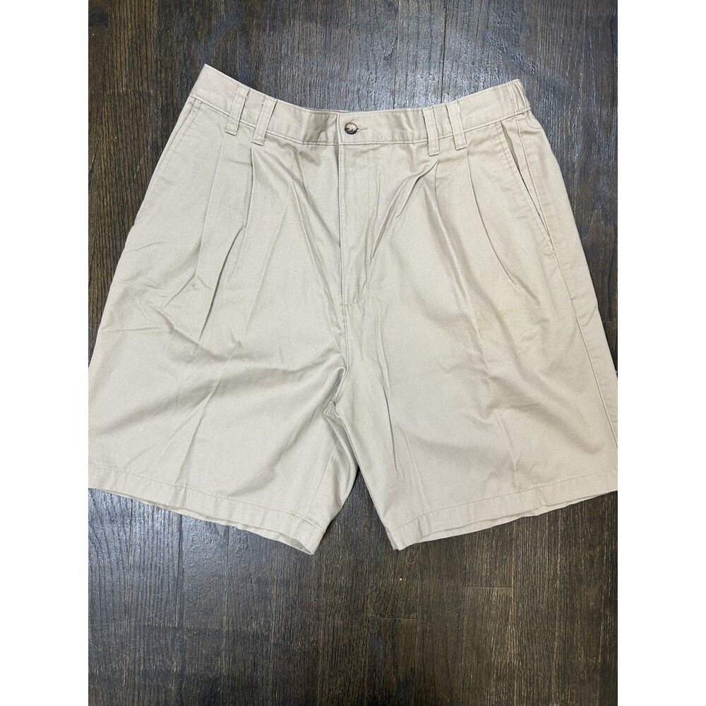 VTG 90s Puritan Beige Chino Shorts Pleated Front Retro Prep Dadcore Pockets 38x8